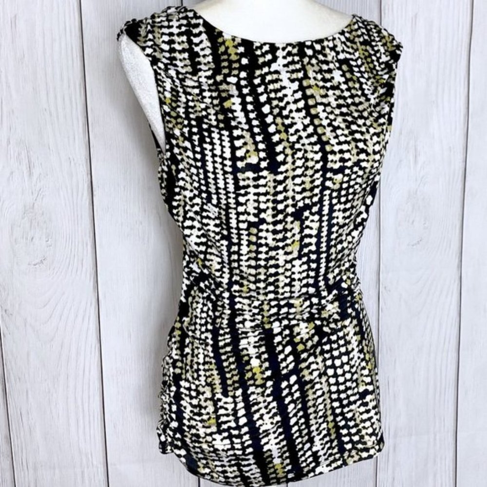Worthington Petite Stretch Black & Green Tunic Top